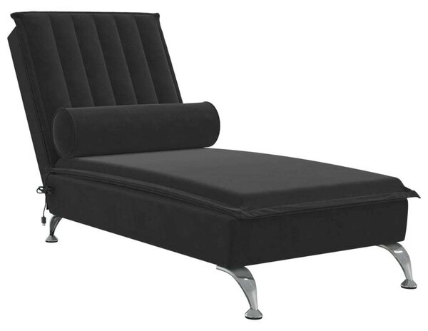 Chaise longue da massaggio con bolster in velluto nero