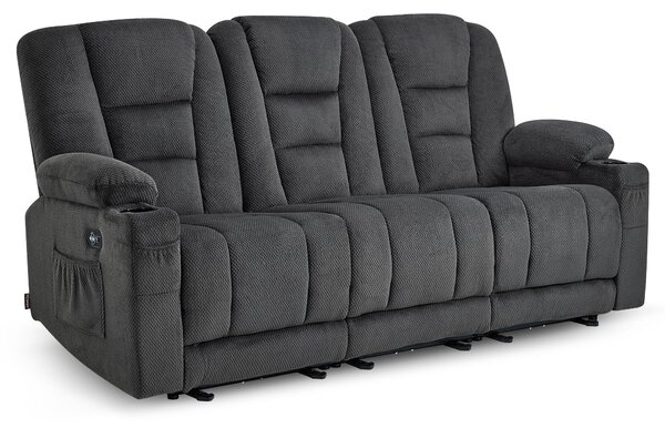 M MCombo divano elettrico a 3 posti con funzione letto, divano a 3 posti reclinabile con pulsante regolabile a 150°, poltrona cinema con funzione reclinabile, 7009 (grigio)