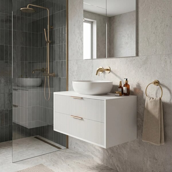 Mobile bagno sotto lavabo Rea Mono 80cm White