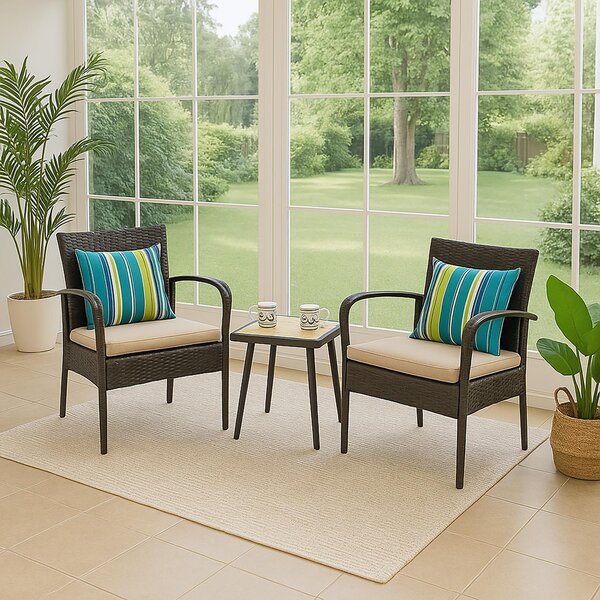 Set di mobili da giardino composto da 3 pezzi per terrazza, balcone e giardino d'inverno