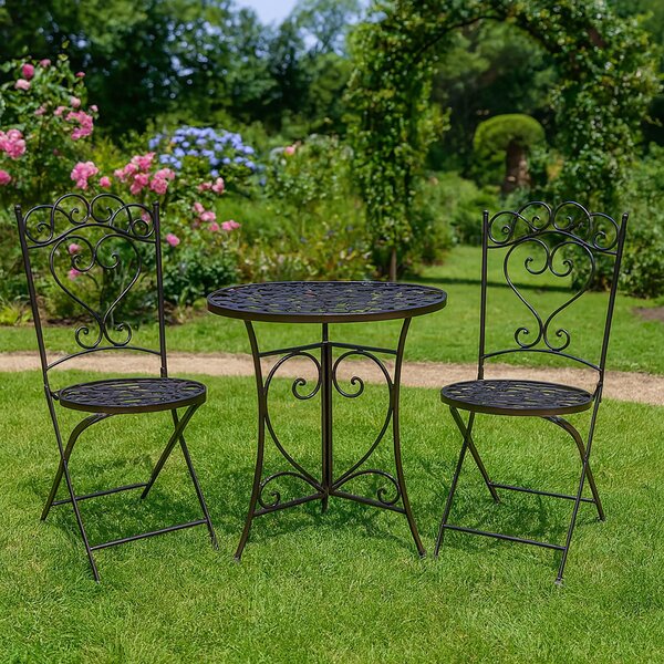 Mobili da giardino romantici in stile vintage Set da bistrot in metallo a 3 pezzi