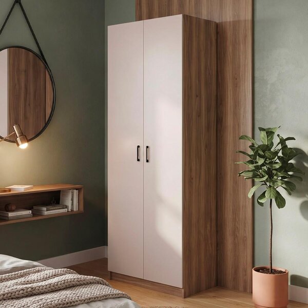 Armadio 2 Ante 90 cm H 247 cm Noce Naturale e Cashmere Italy