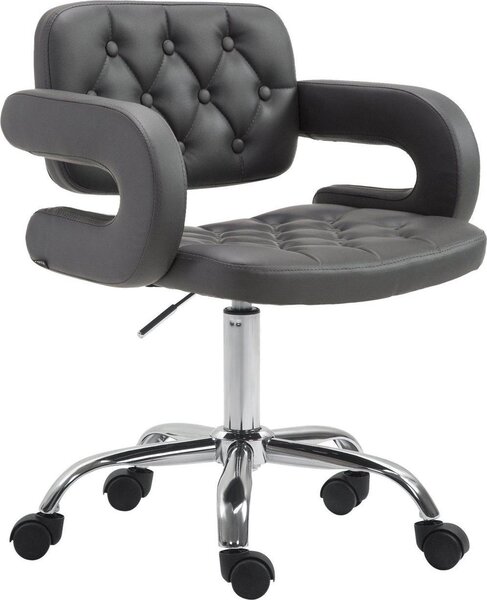 Sedia da ufficio - Sedia da ufficio - Comfort regolabile in altezza con rivestimento in Pelle finta | Colore: Grigio