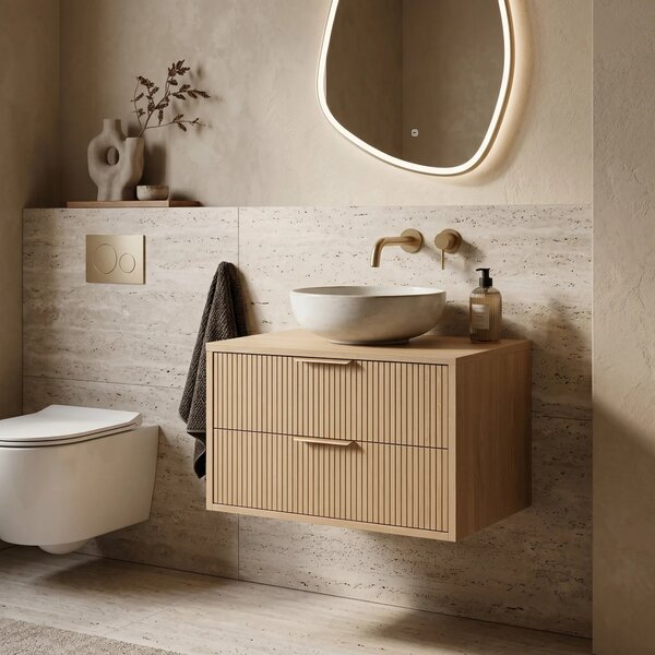 Mobile bagno sotto lavabo Rea Mono 80cm Beige