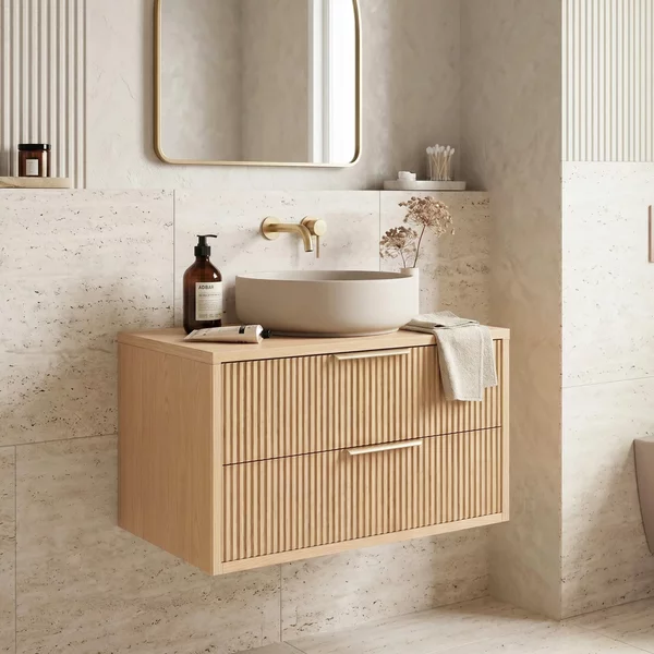 Mobile bagno sotto lavabo Rea Mono 80cm Beige