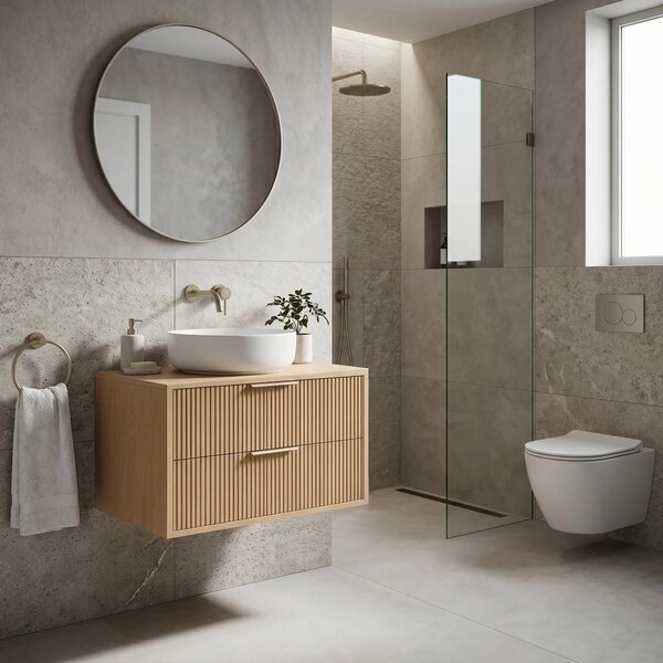 Mobile bagno sotto lavabo Rea Mono 80cm Beige