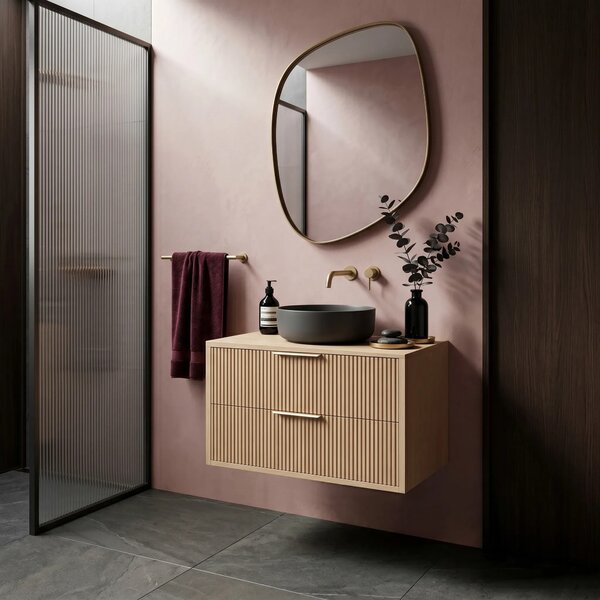 Mobile bagno sotto lavabo Rea Mono 80cm Beige