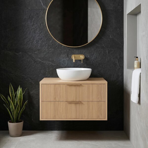 Mobile bagno sotto lavabo Rea Mono 80cm Beige