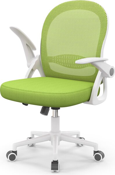 Sedia da ufficio Ergonomica - Sedia da scrivania con rivestimento in rete traspirante - Braccioli ribaltabili - Regolabile in altezza - Sedia girevole a 360° - Verde