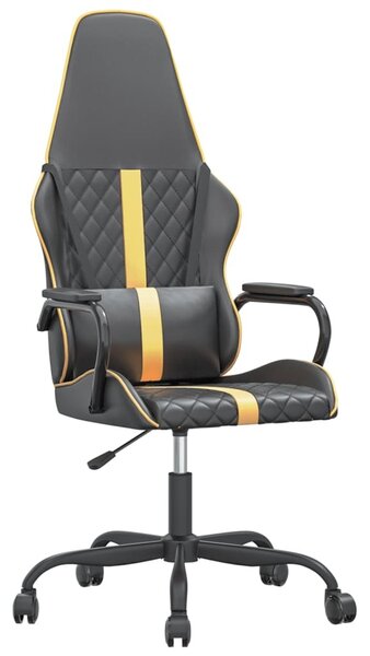 Sedia da gaming vidaXL con funzione massaggio, in Pelle finta oro e nero