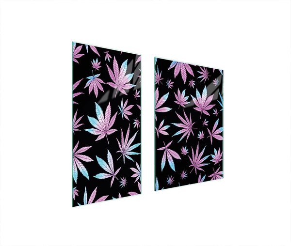 Piastre copri fornelli 2 pezzi 75x52 Vetroceramica copri piano cottura vetro tagliere fogliame viola