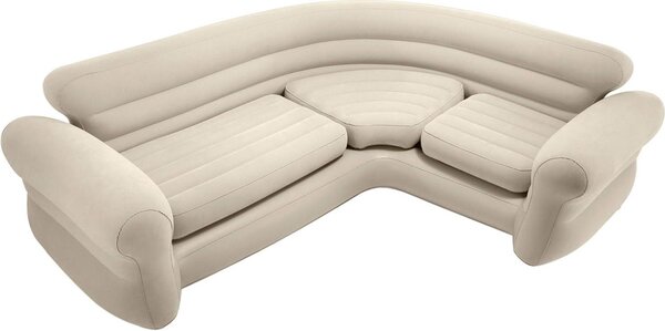 Divano angolare gonfiabile per quattro persone 257x203x76 cm beige INTEX 68575