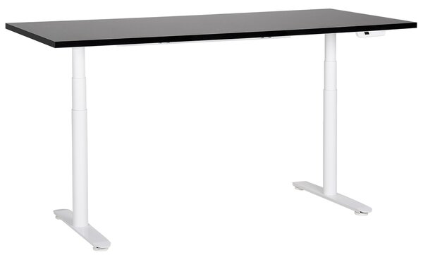 BELIANI Scrivania regolabile in altezza piano nero struttura in acciaio bianco 180 x 80 cm regolazione elettrica in altezza ufficio moderno