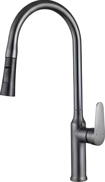 Avizar, rubinetto da cucina estraibile con soffione flessibile, nero/argento