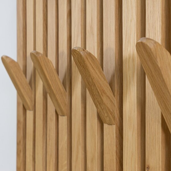 Pannello appendiabiti di colore naturale in rovere massiccio 46x100x8 cm Parco – Spinder Design