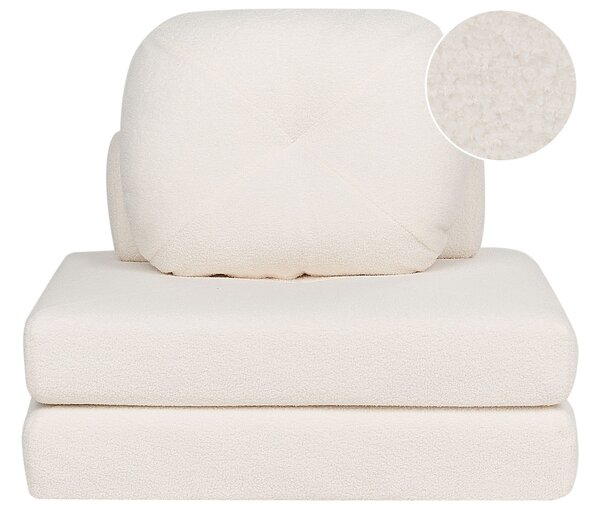 BELIANI Divano pouf letto divano bianco imbottito boufflé per soggiorno con funzione letto cuscino federe sfoderabili design moderno