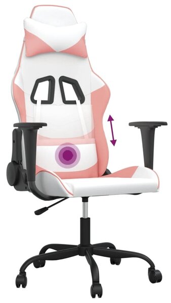 VidaXL Sedia da gioco con funzione massaggio in ecopelle bianca e rosa