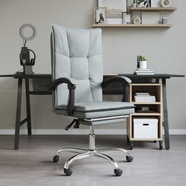 The Living Store Sedia da ufficio con funzione reclinabile in tessuto grigio scuro