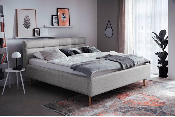 Letto matrimoniale imbottito grigio con contenitore con rete inclusa 160x200 cm Lotte – Meise Möbel