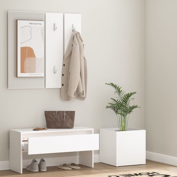 The Living Store Set di mobili per corridoio in legno bianco