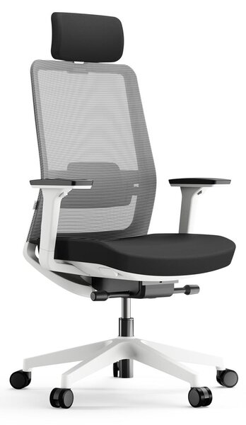 Sedia da ufficio Yaasa Chair Pro, ergonomica con poggiatesta, bianca – Capacità di carico: 130 kg – Braccioli regolabili in 3 dimensioni – Supporto lombare regolabile