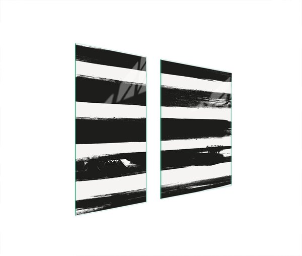 Piastre copri fornelli 2 pezzi 75x52 Copri piano cottura in Vetroceramica tagliere in vetro nero bianco
