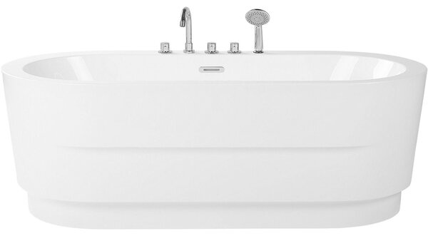 BELIANI Vasca da bagno freestanding in bianco, acrilico, accessori inclusi, forma ovale, design senza tempo