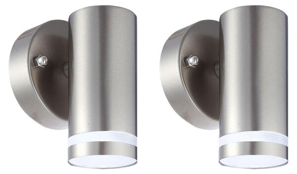 Set di 2 lampade da parete a LED per esterni, in acciaio inossidabile lucido, altezza 11 cm