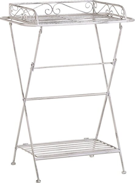 BELIANI Tavolo pieghevole in metallo bianco 40 x 35 cm pieghevole con ripiano Design vintage vittoriano