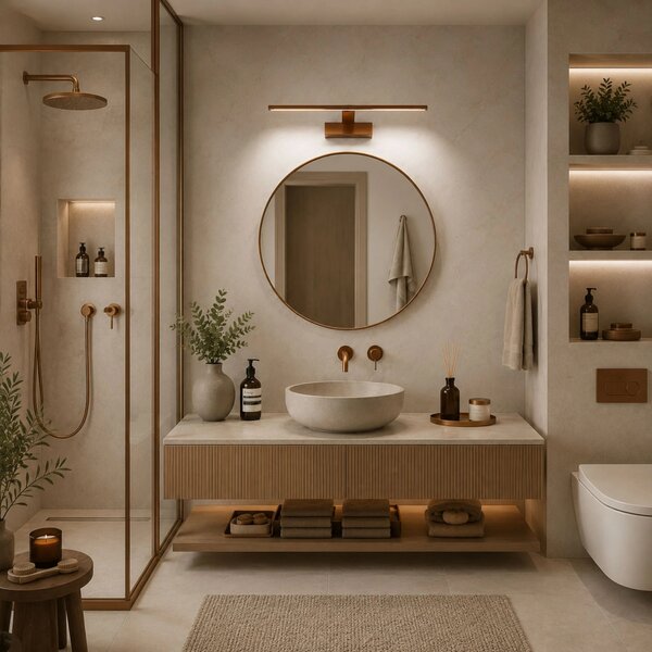 Applique da bagno LED SWE013-1W 43cm BRUSH COPPER