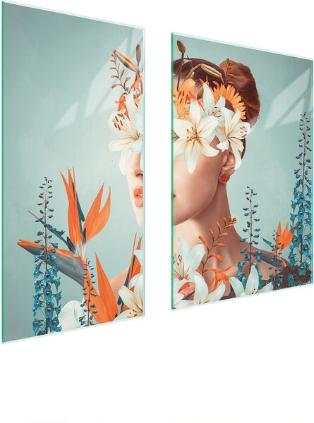 Piastre copri fornelli 2 pezzi 75x52 Copri piano cottura in Vetroceramica tagliere in vetro donna orchidea
