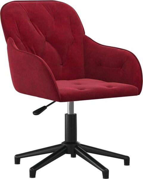 VidaXL Sedia da ufficio girevole in velluto rosso vino