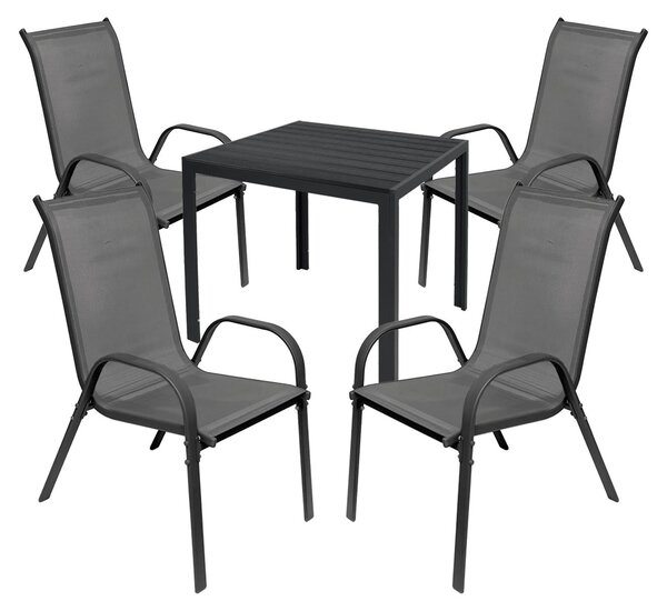 Set da giardino Set di sedute 5 pezzi 90x90cm Non-Legno Antracite