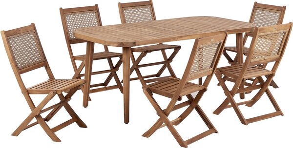 BELIANI Set da pranzo in legno da giardino Tavolo da pranzo leggero in legno di acacia 6 sedie pieghevoli stile rustico