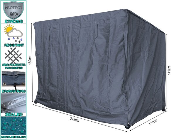 Copertura protettiva per altalena Hollywood a 3 posti 219x121x182 cm Grigio Poliestere