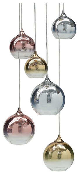 BELIANI Lampada a sospensione semitrasparente ottone rame argento vetro paralume ferro 6 luci design moderno accessori soggiorno