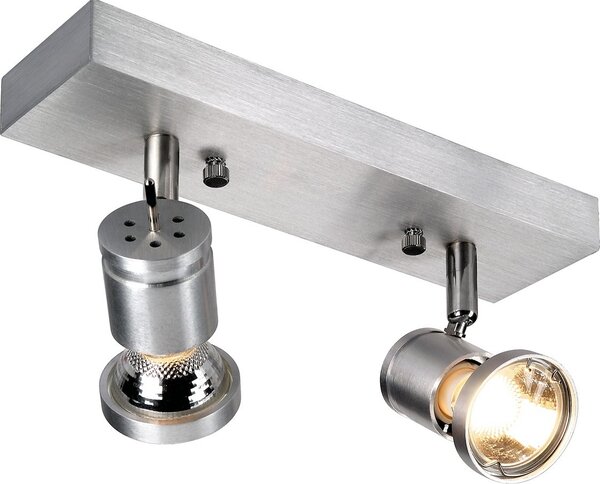 SOUVEREEN II QPAR51 CW faretto da soffitto in alluminio spazzolato argento GU10 orientabile e girevole