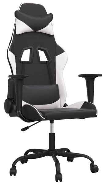 Sedia da Gaming Nero e Bianco in Pelle finta
