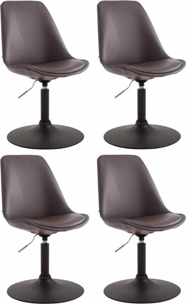 Set di 4 sedie da pranzo in Pelle finta - sedie - design moderno, seduta confortevole. Colore: Marrone | Colore base: Nero