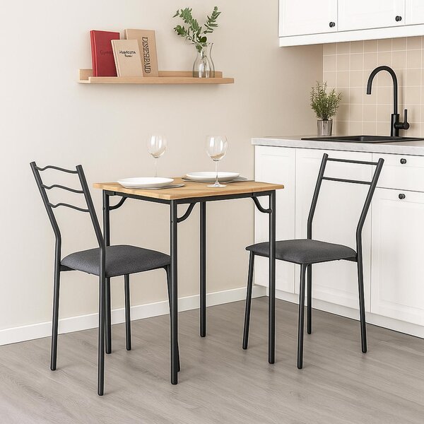 Set da pranzo Thora, 3 pezzi, piano del tavolo in legno effetto "Artisaneiche"