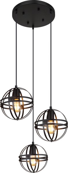 Globo Lighting lampada a sospensione in metallo nero opaco, 3x E27