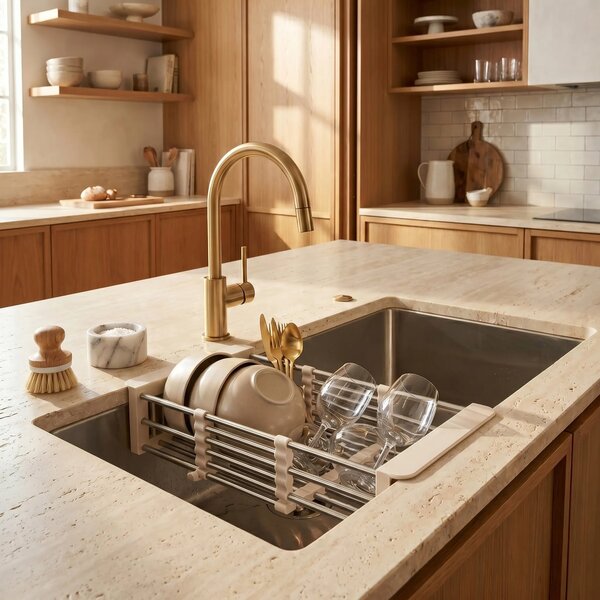 Scolapiatti telescopico per lavello REA P14487B Beige