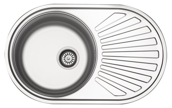 Lavello in acciaio inox 780 mm 1 vasca reversibile incl. comando eccentrico Gocciolatoio Troppopieno