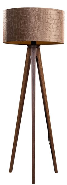 Lampada da terra a treppiede in legno di noce con paralume in velluto coccodrillo 50 cm - Tripod Classic