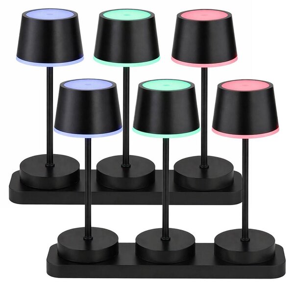 Set da 6 lampade da tavolo a LED RGB, batteria ricaricabile, telecomando, IP54, H 20 cm