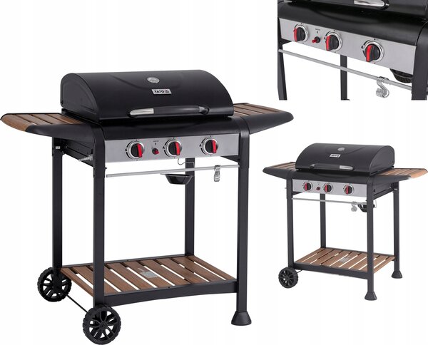 Grill a gas 9kW, 3 bruciatori, acciaio 122 x 57 x 98 cm