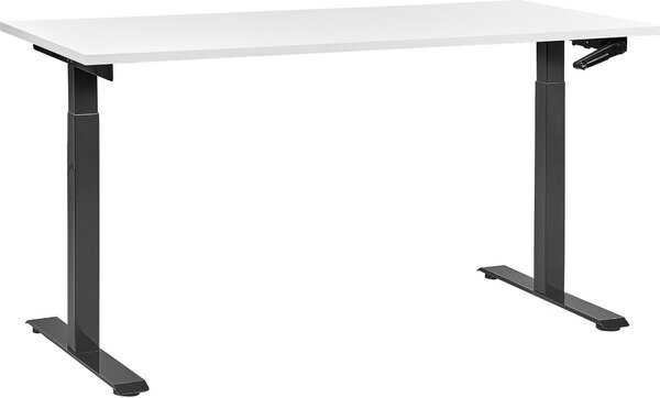 BELIANI Scrivania regolabile in altezza piano bianco struttura in acciaio nero 160 x 72 cm regolazione manuale in altezza ufficio moderno
