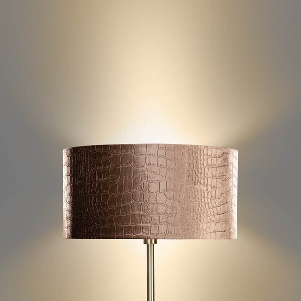 Lampada da terra ottone con paralume in velluto stampa coccodrillo 50 cm - Simplo