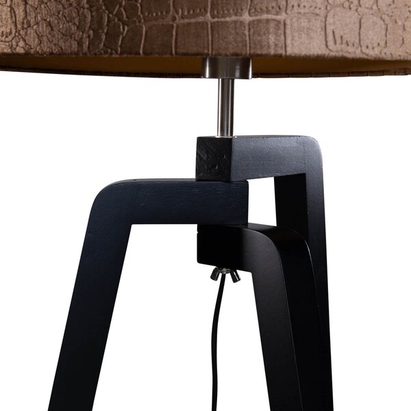 Lampada da terra nera con paralume in velluto effetto coccodrillo 50 cm - Puros