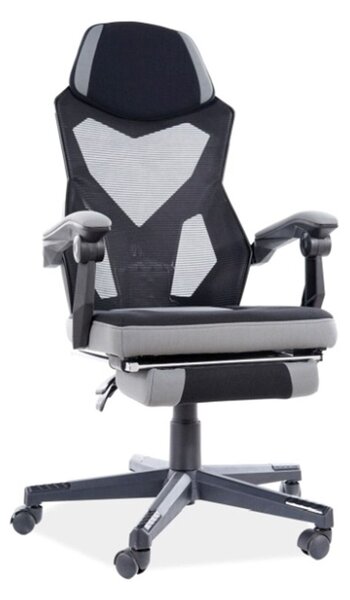 Sedia da ufficio TEDA con poggiapiedi estraibile - nero / grigio